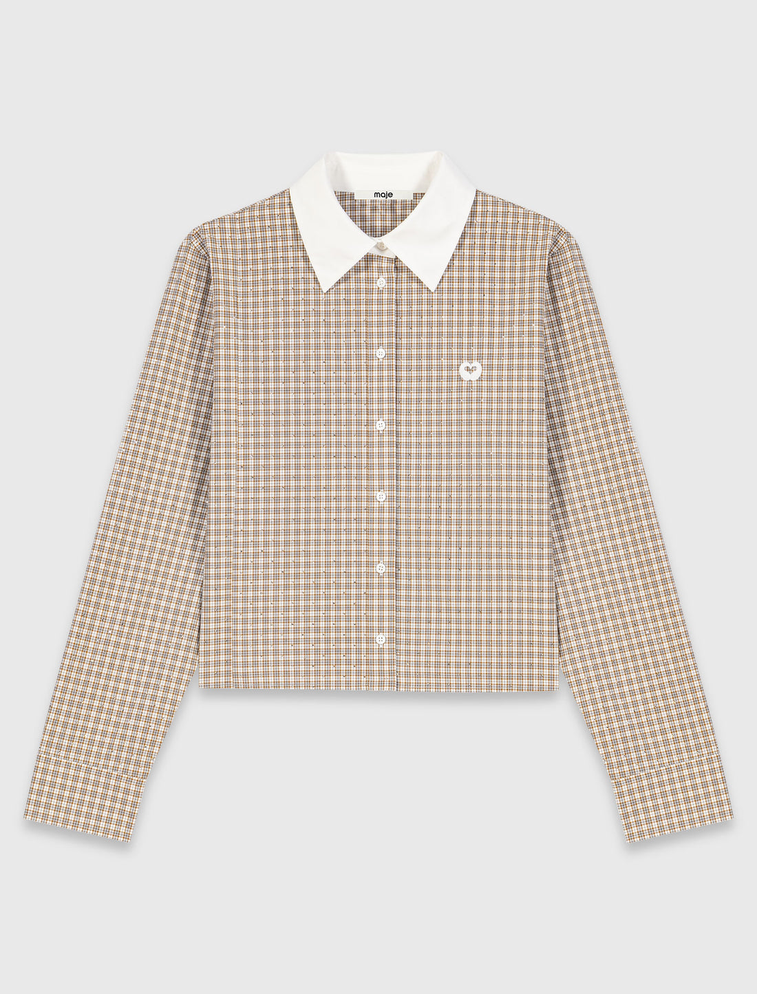 Camisa corta de cuadros con strass