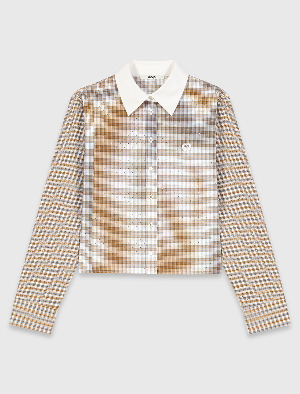 Camisa corta de cuadros con strass