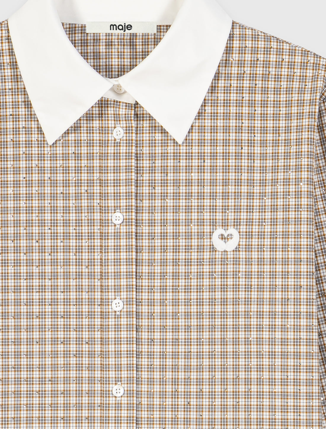 Camisa corta de cuadros con strass