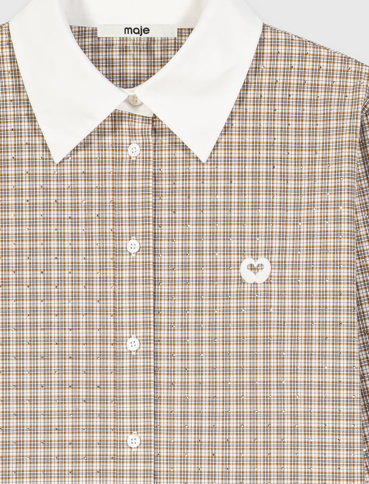 Camisa corta de cuadros con strass