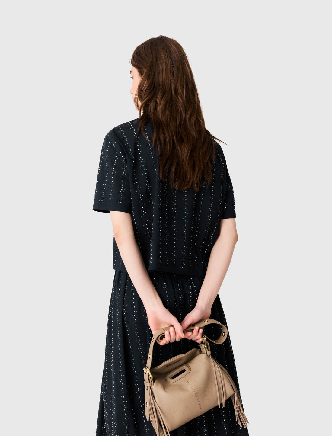 Camisa corta de algodón con strass