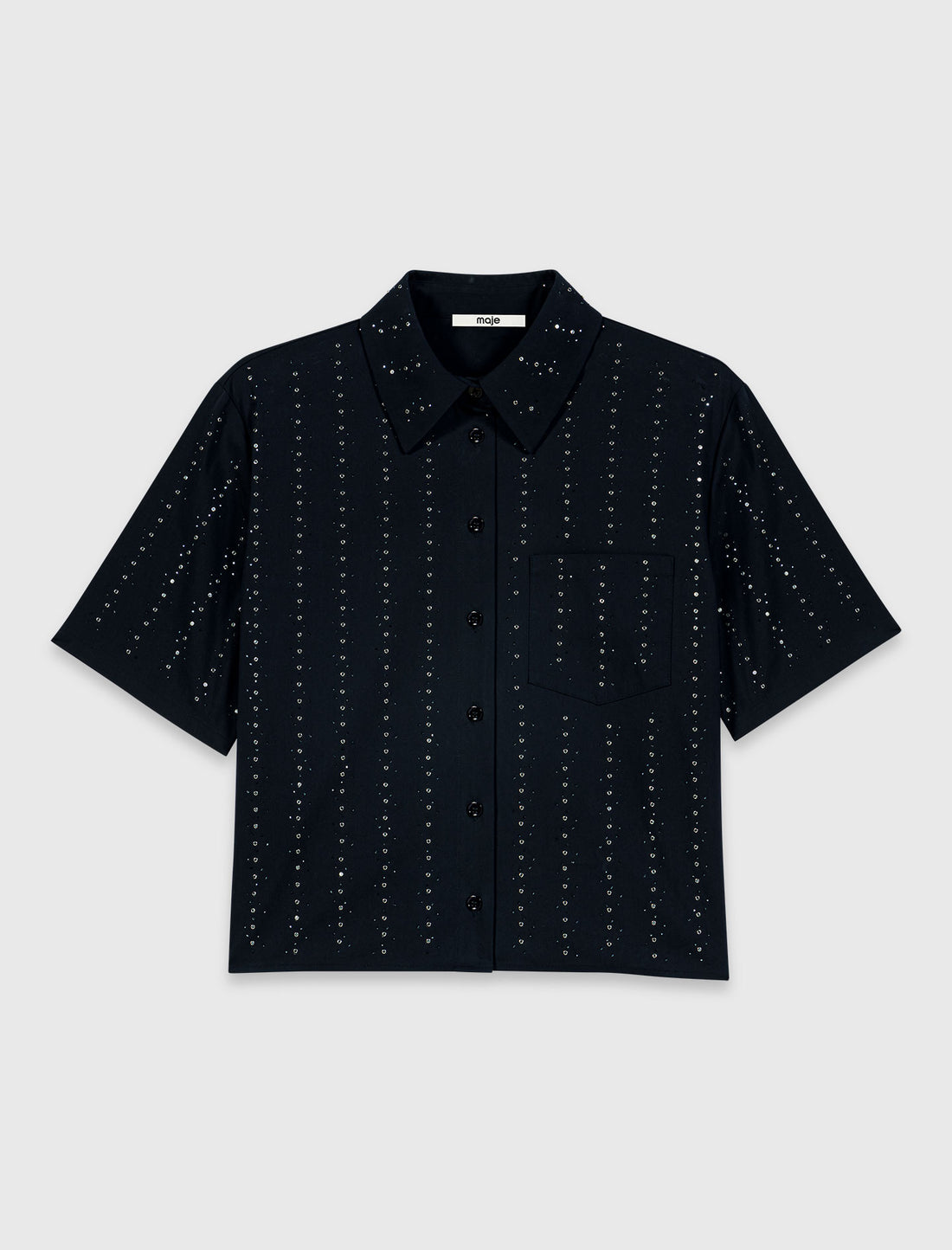 Camisa corta de algodón con strass