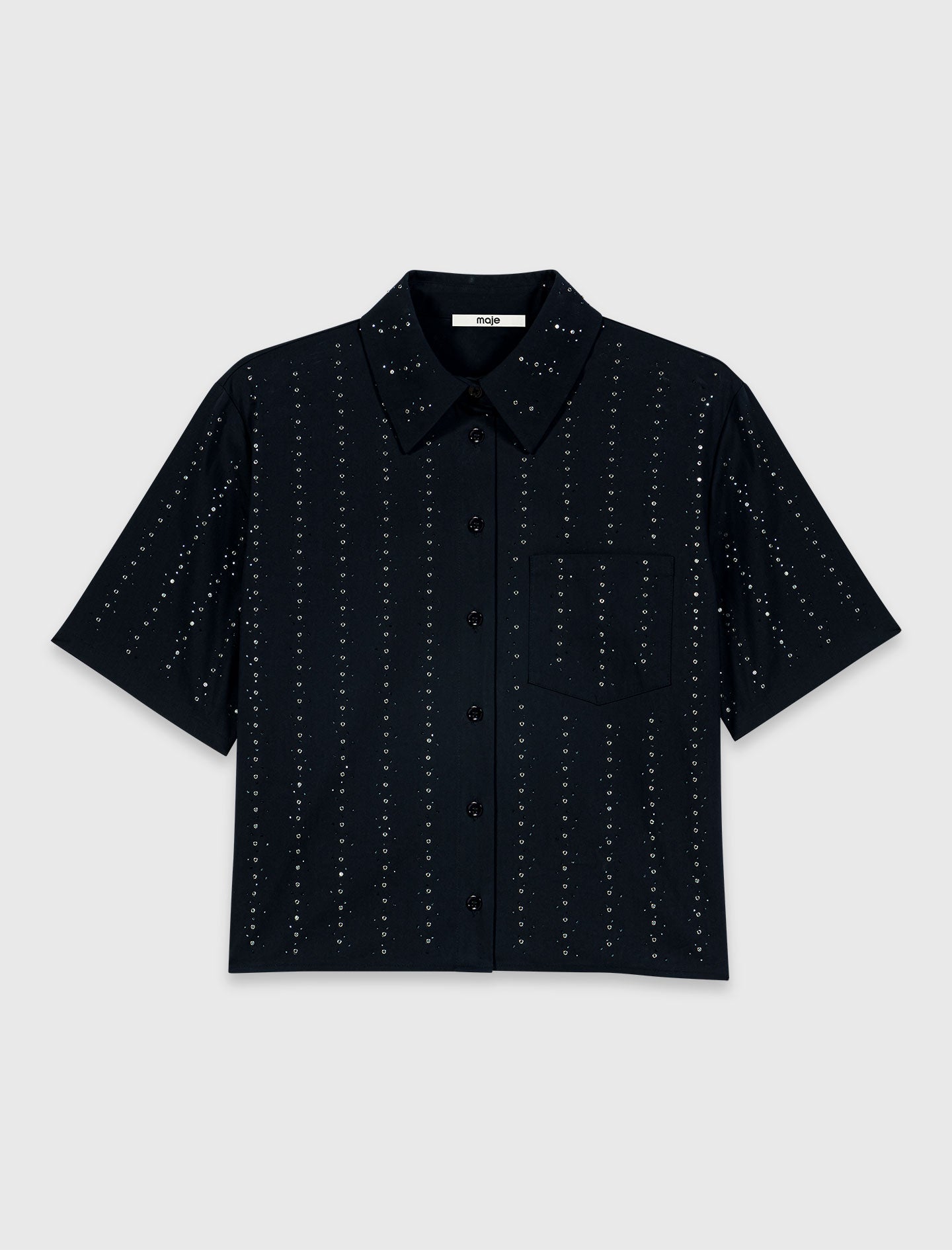 Camisa corta de algodón con strass