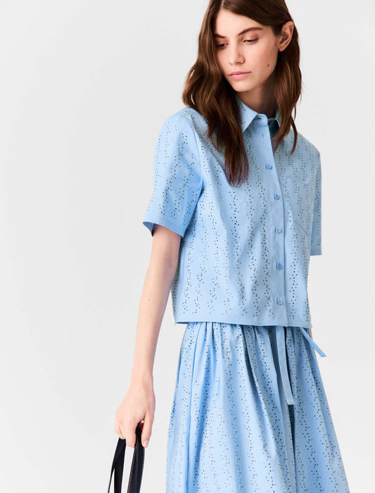 Camisa corta de algodón con strass