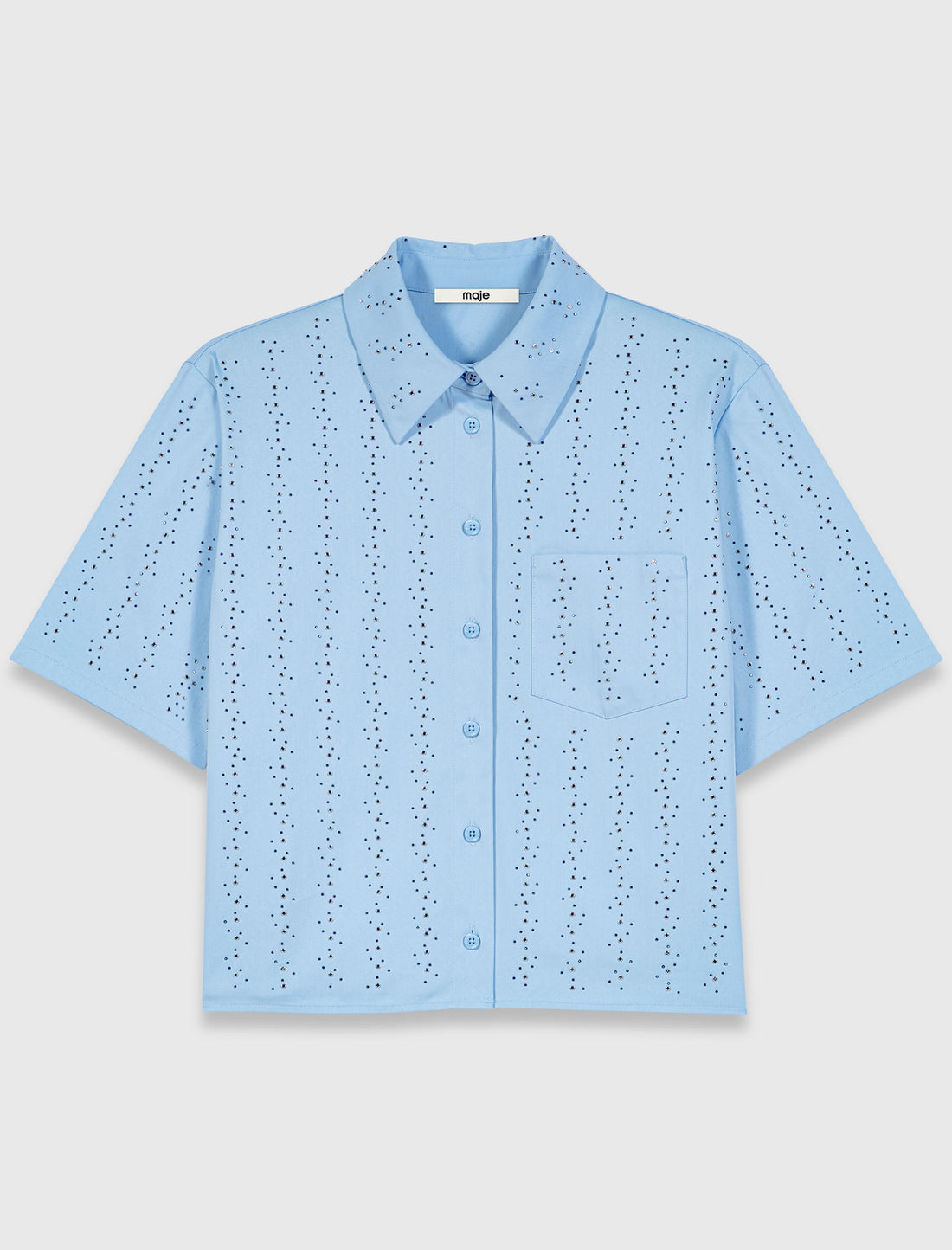Camisa corta de algodón con strass