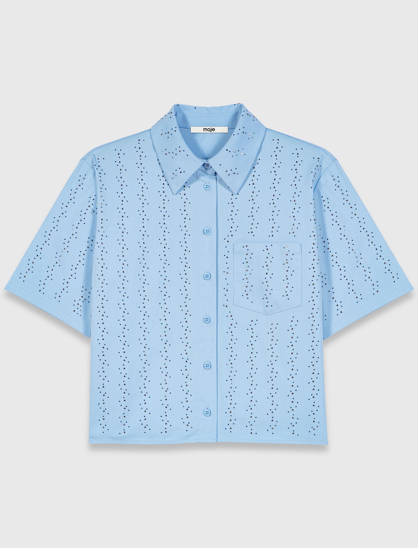 Camisa corta de algodón con strass