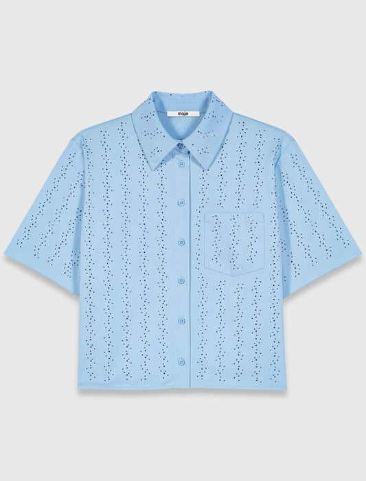 Camisa corta de algodón con strass