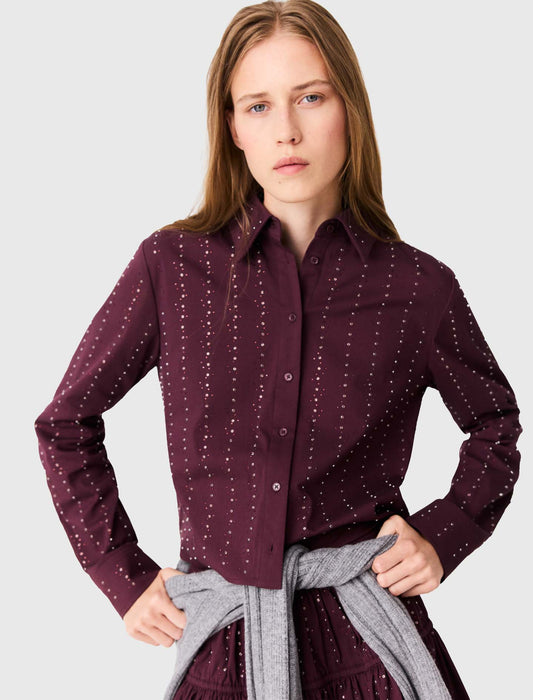 Camisa corta de algodón con strass