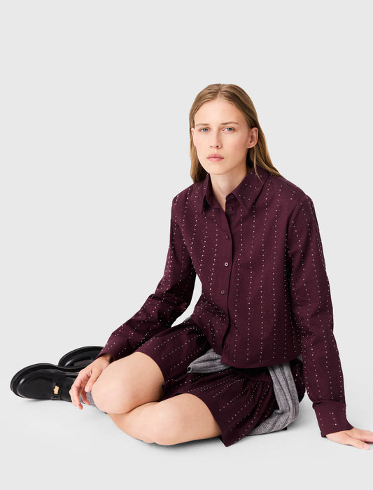 Camisa corta de algodón con strass