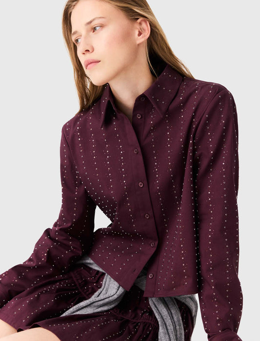 Camisa corta de algodón con strass