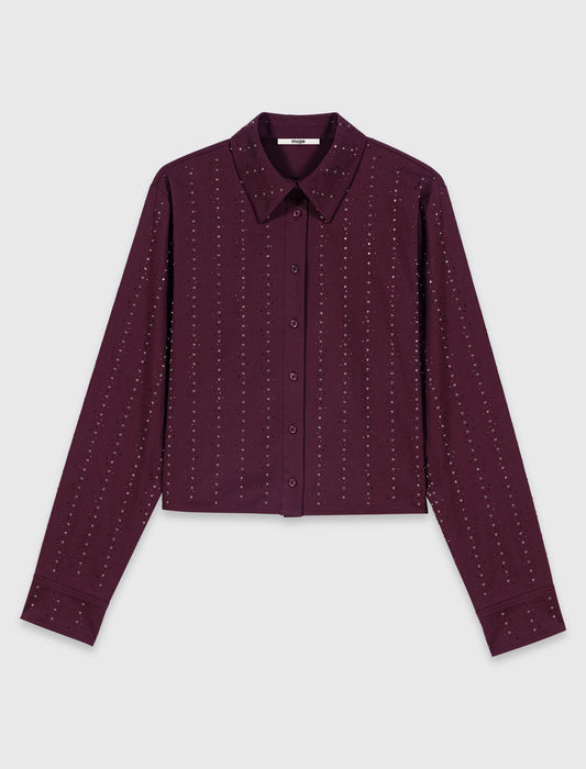 Camisa corta de algodón con strass