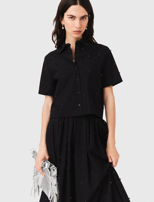 Camisa con strass y perlas