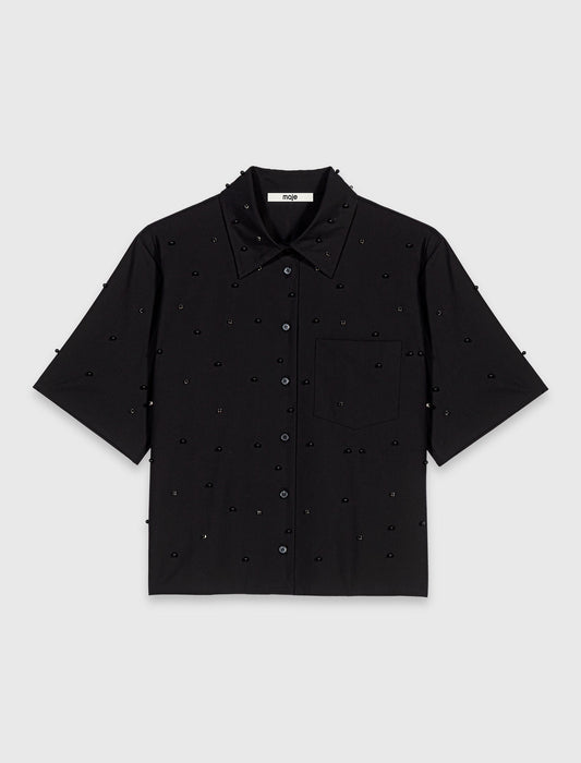 Camisa con strass y perlas