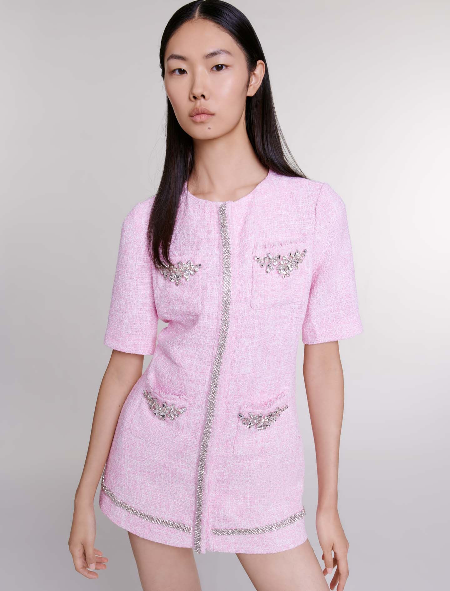 Mono corto de tweed con strass