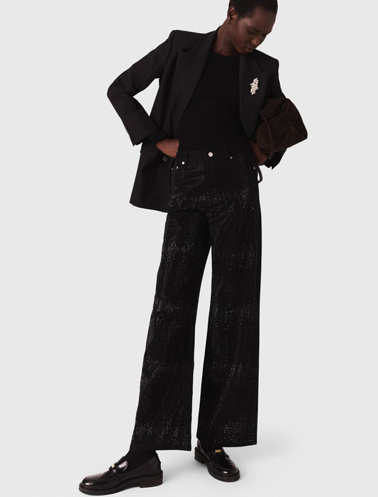 Vaquero ancho con strass