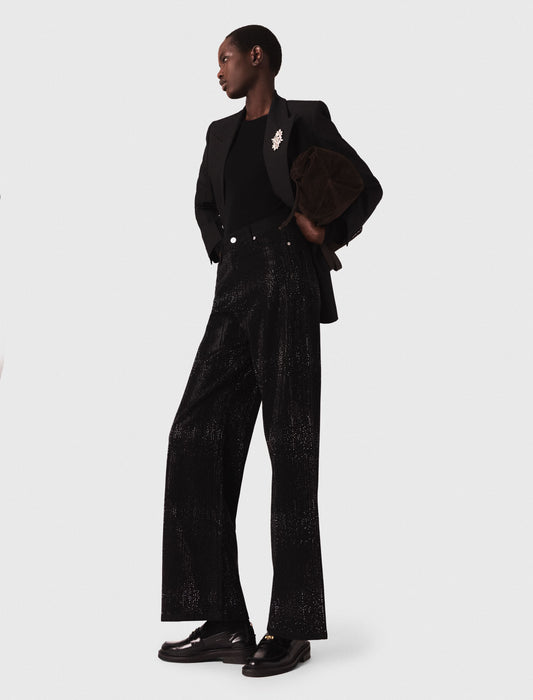 Vaquero ancho con strass