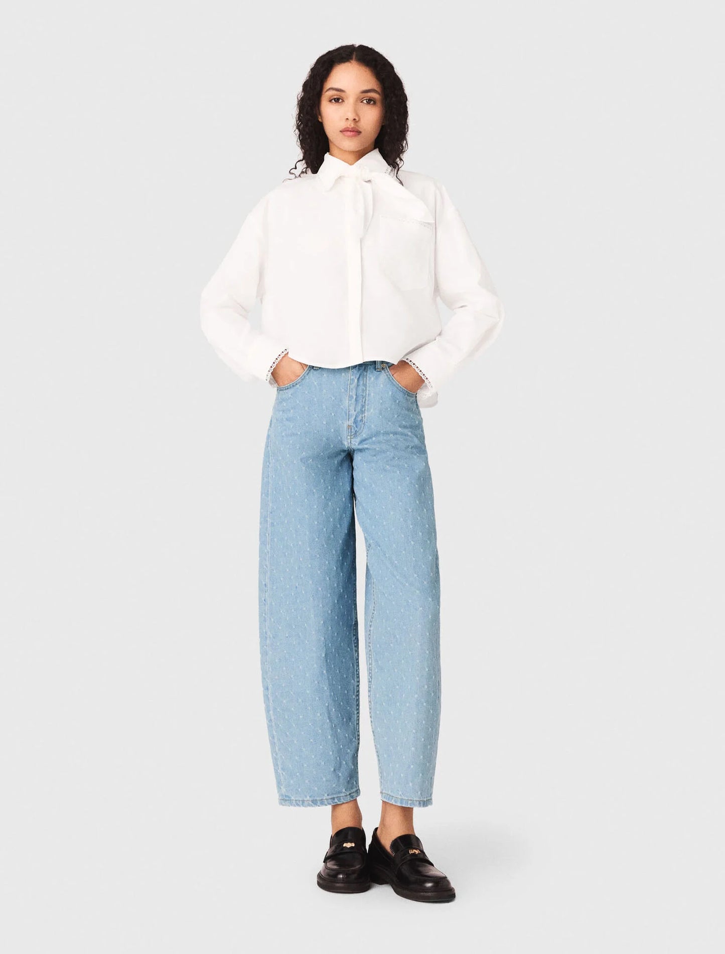 Pantalón bombacho con motivo texturizado