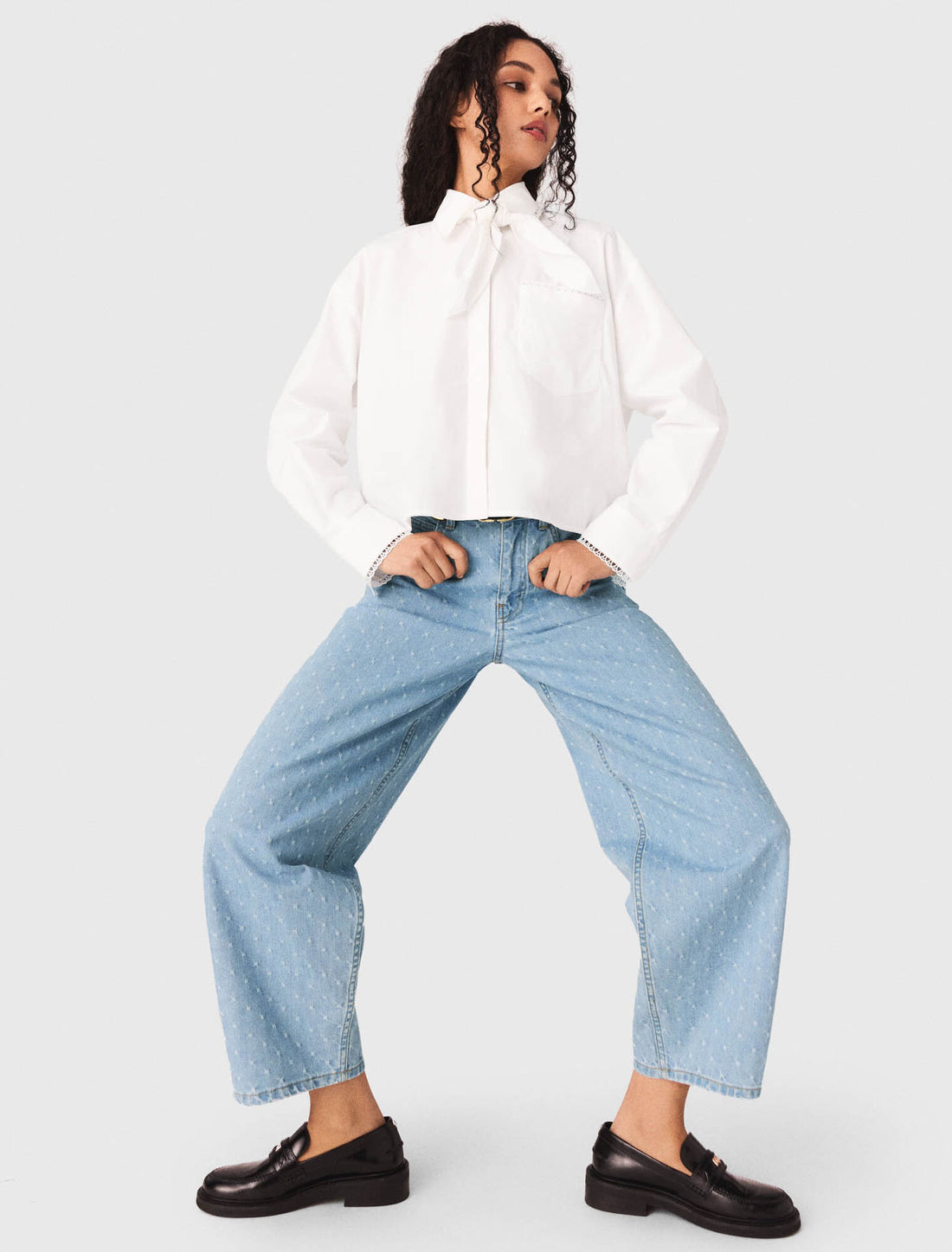 Pantalón bombacho con motivo texturizado