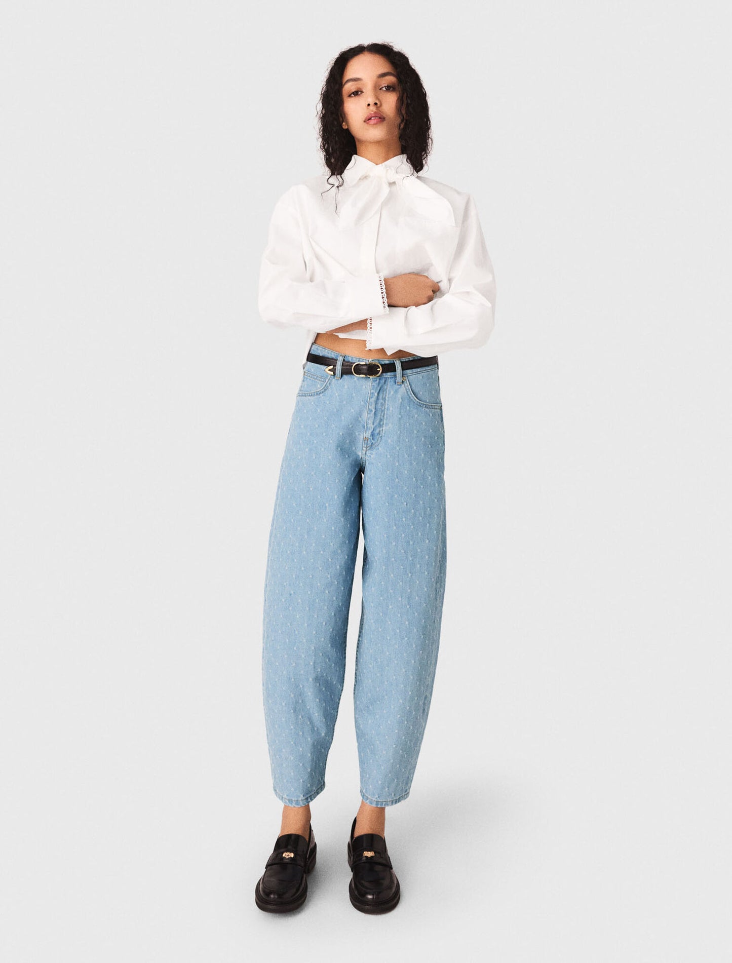 Pantalón bombacho con motivo texturizado