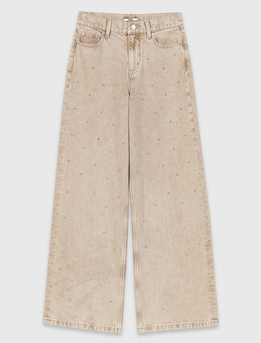 Vaquero ancho con strass