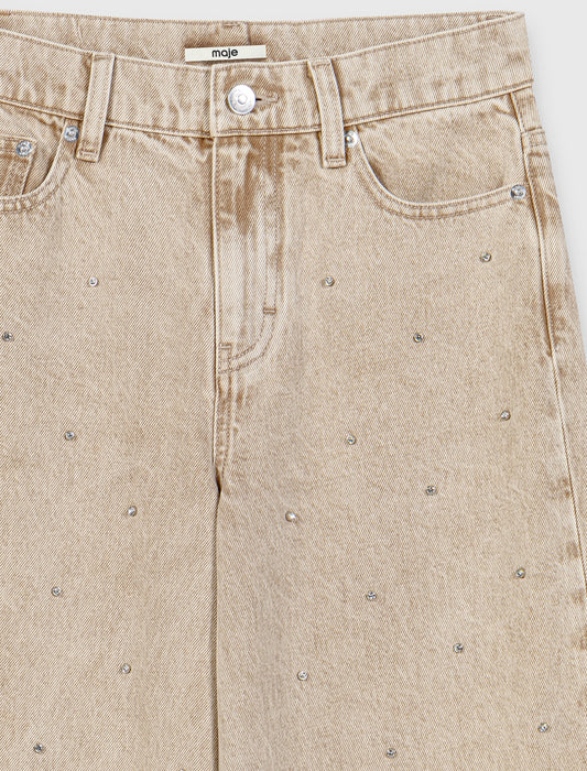 Vaquero ancho con strass