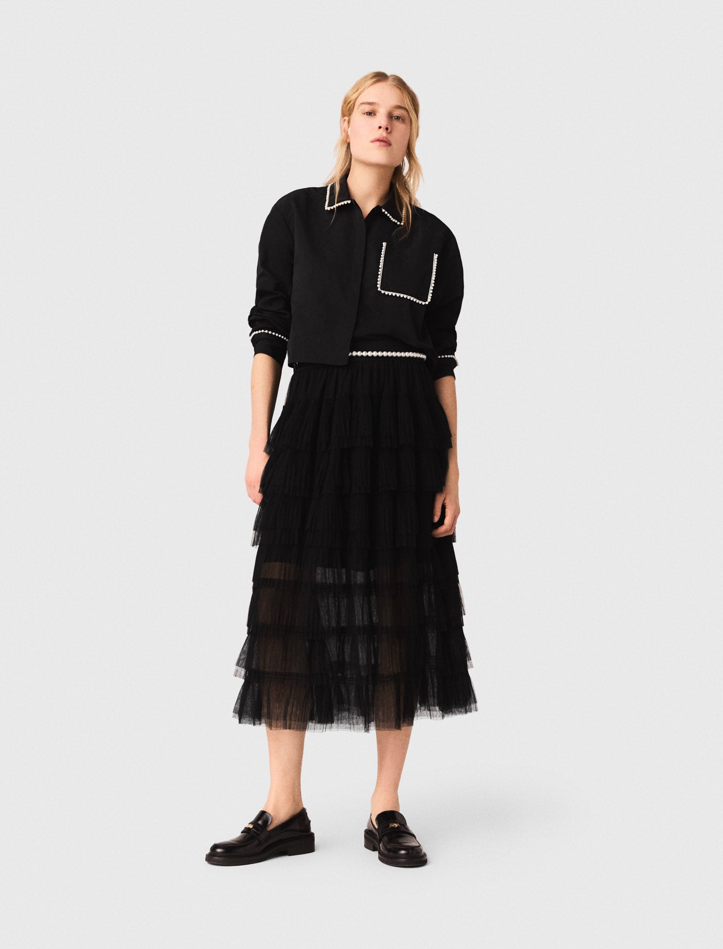 Falda midi en tul