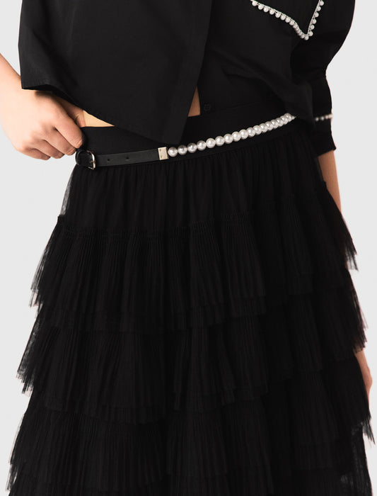 Falda midi en tul