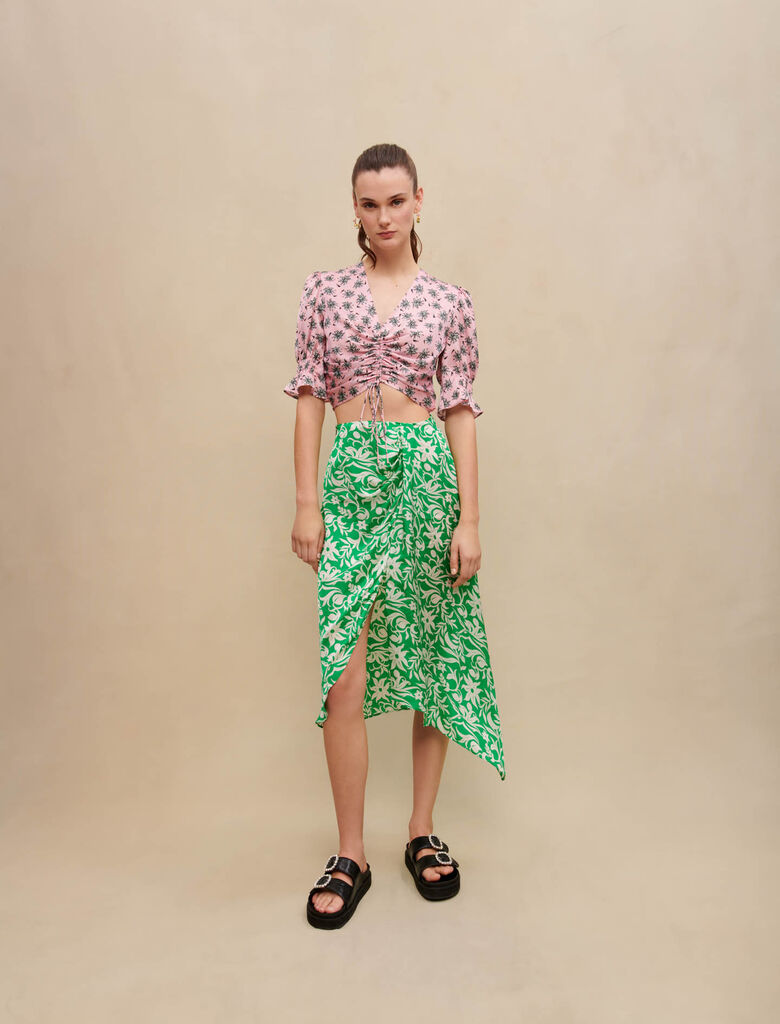 Falda midi drapeada