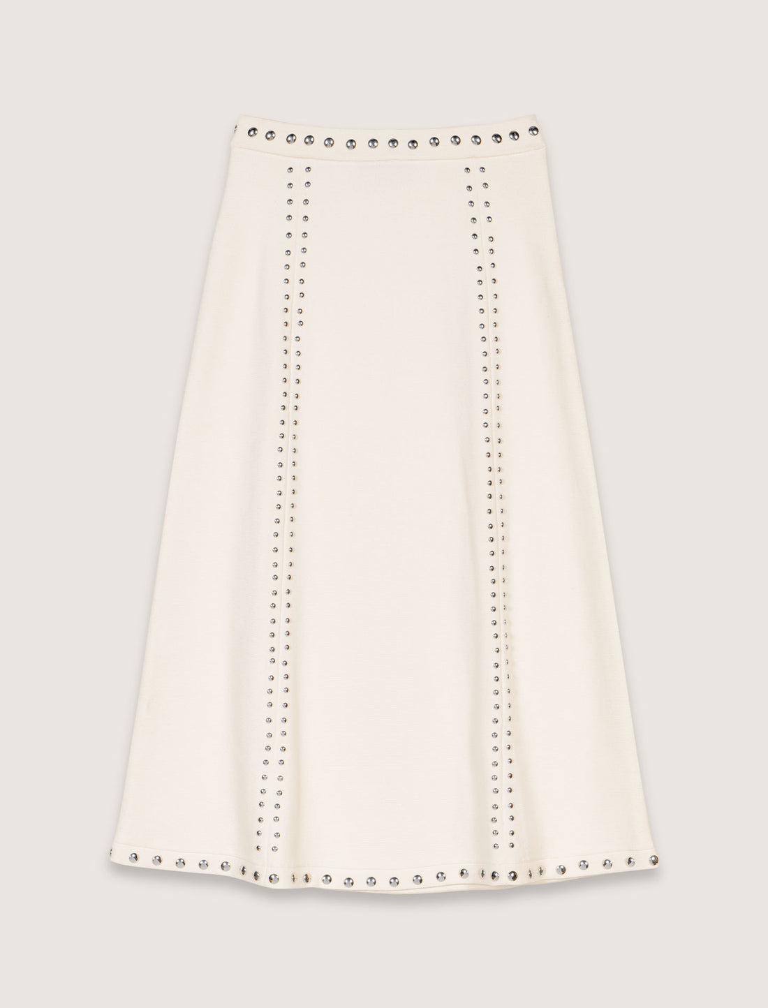 Falda midi de punto con tachuelas