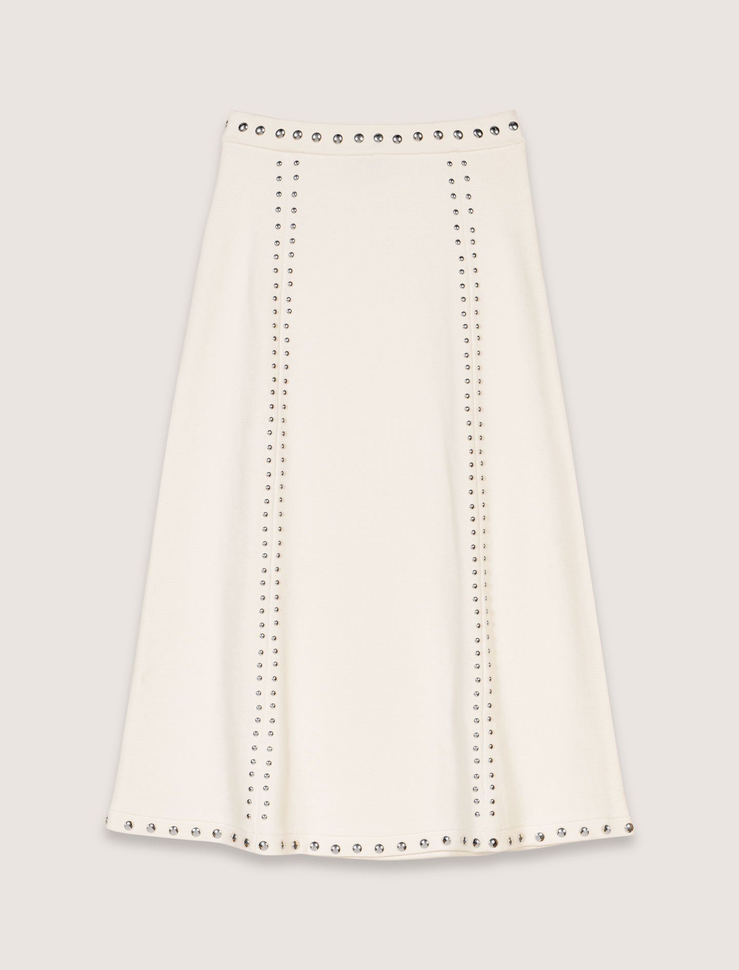 Falda midi de punto con tachuelas