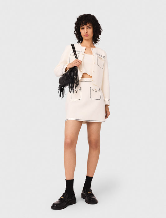 Falda corta de punto pespunteada