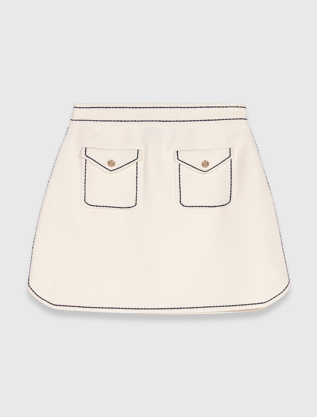 Falda corta de punto pespunteada