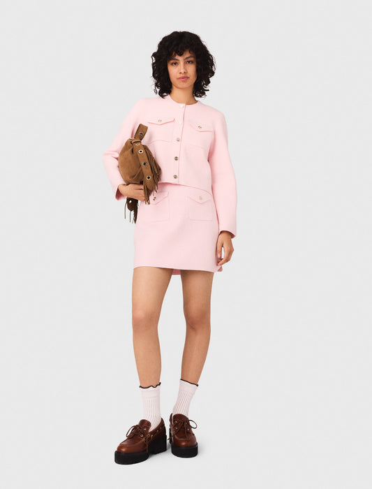 Falda corta de punto pespunteada