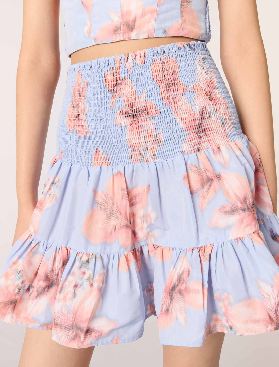 Falda evasé de tafetán estampado