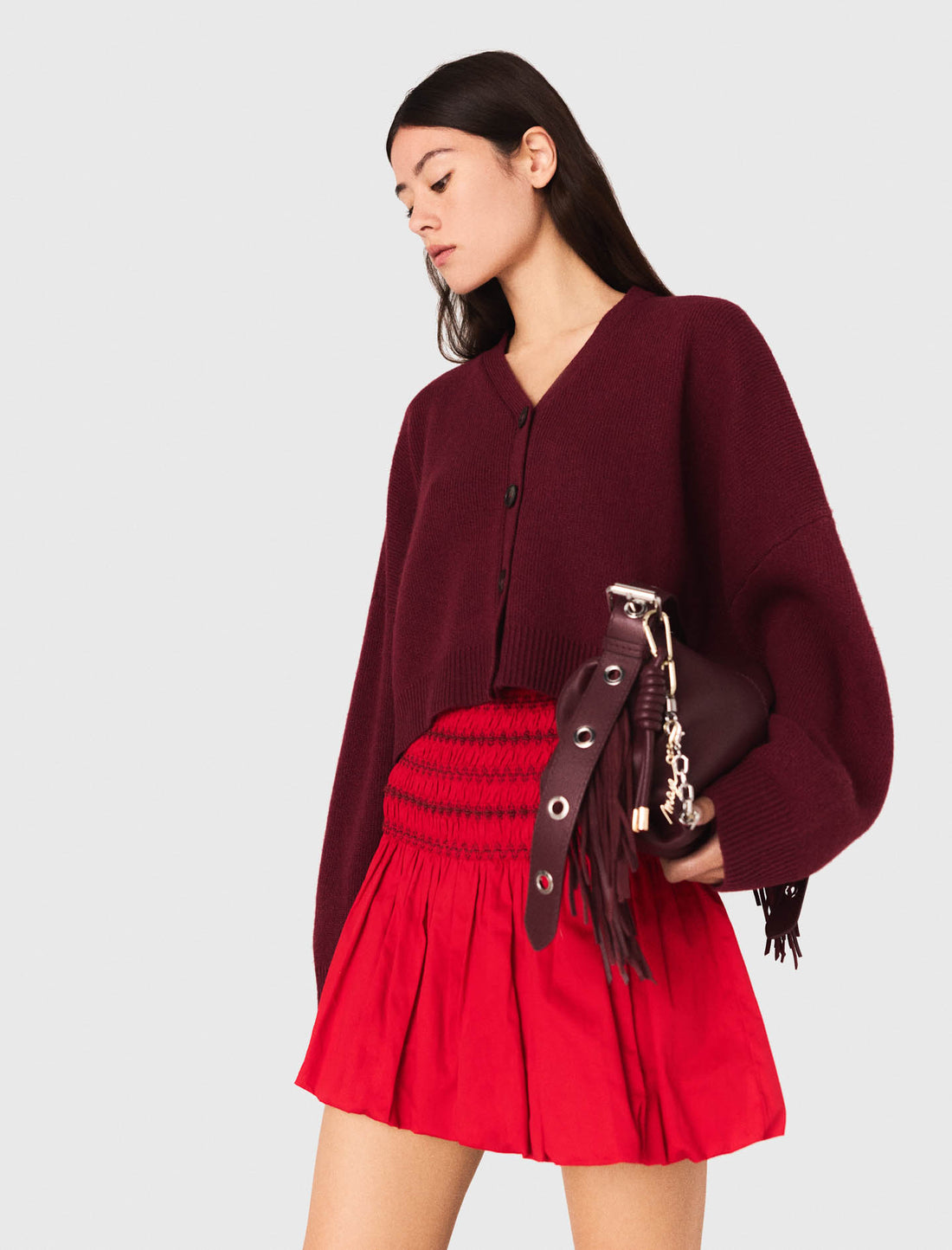 Falda globo con cintura fruncida