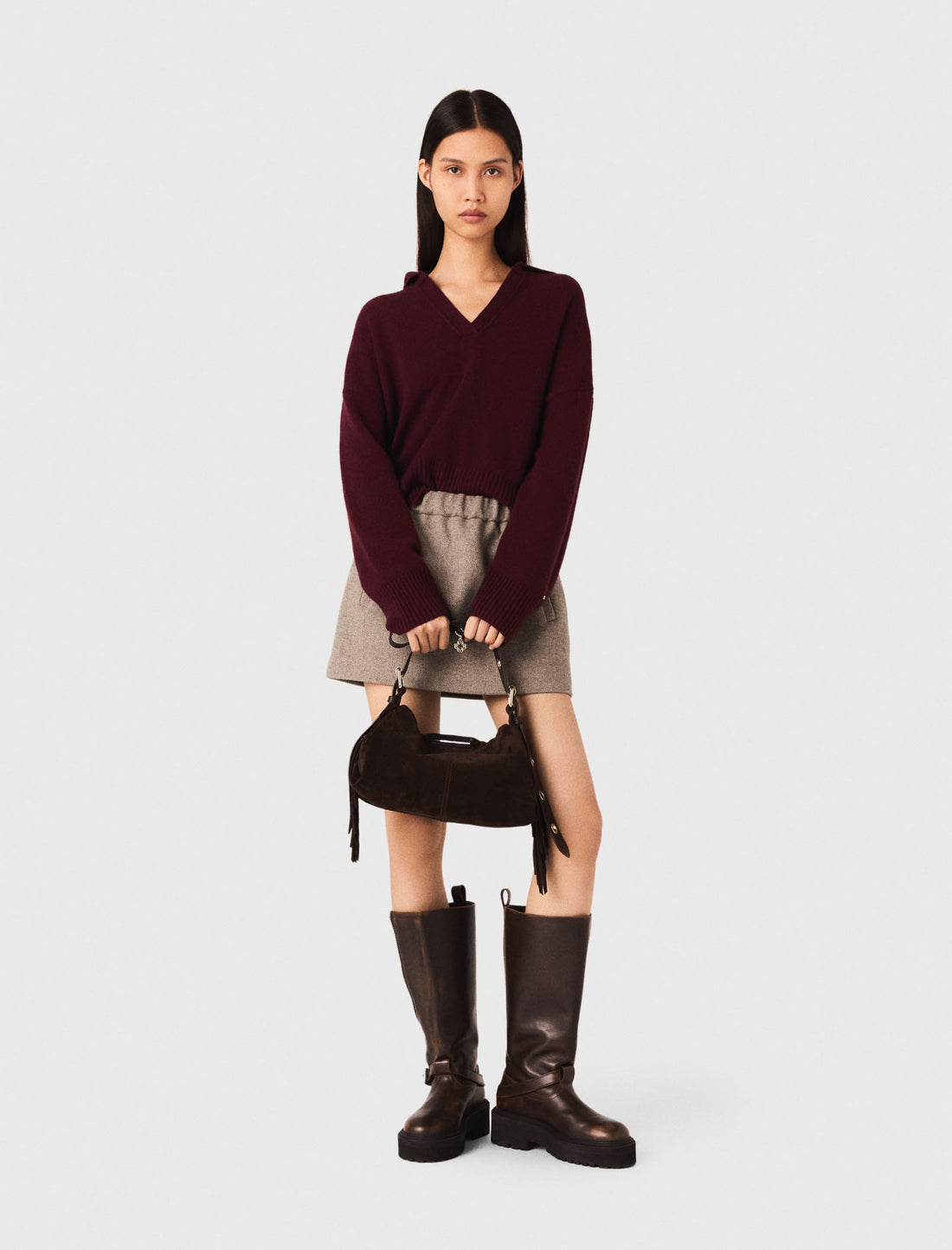 Falda corta de mezcla de lana