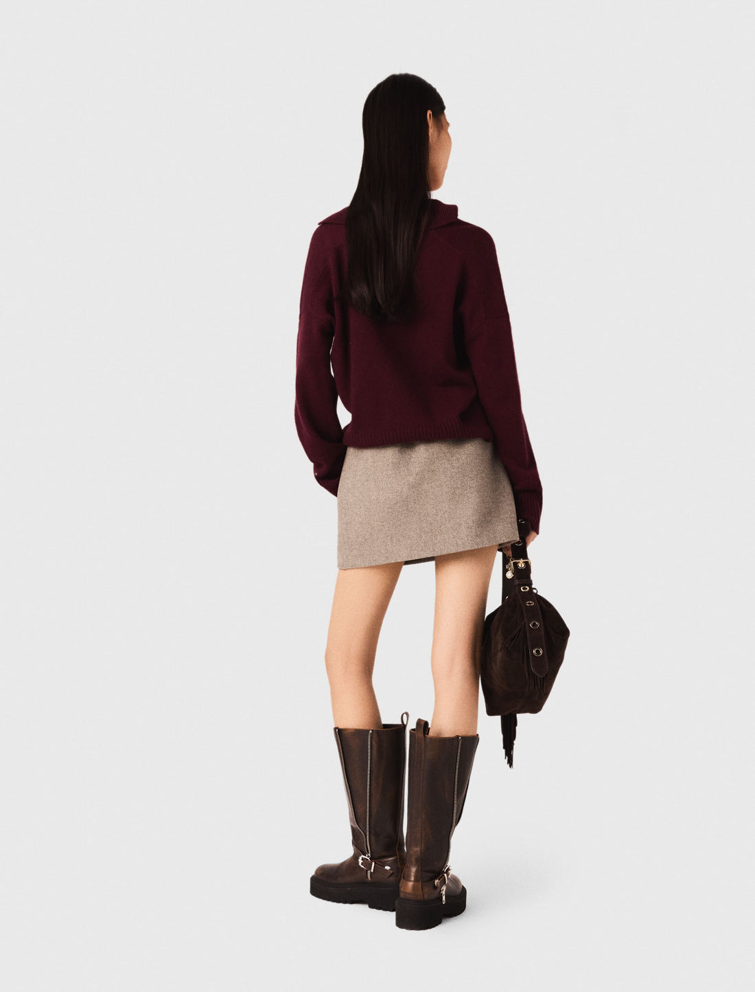 Falda corta de mezcla de lana