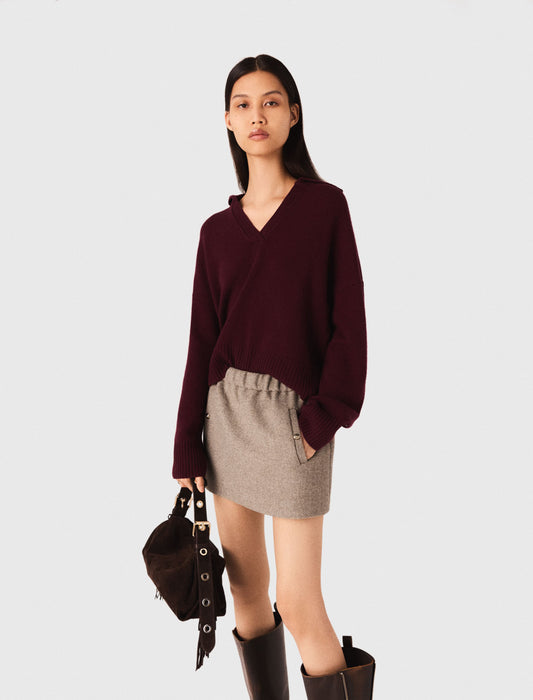 Falda corta de mezcla de lana