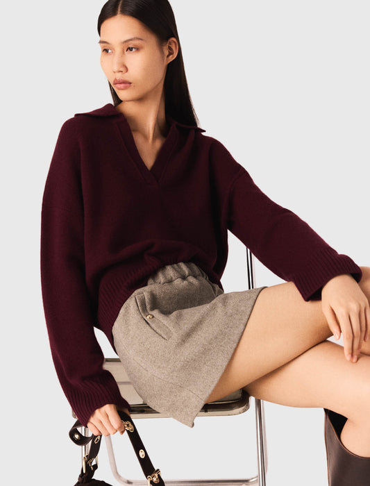 Falda corta de mezcla de lana