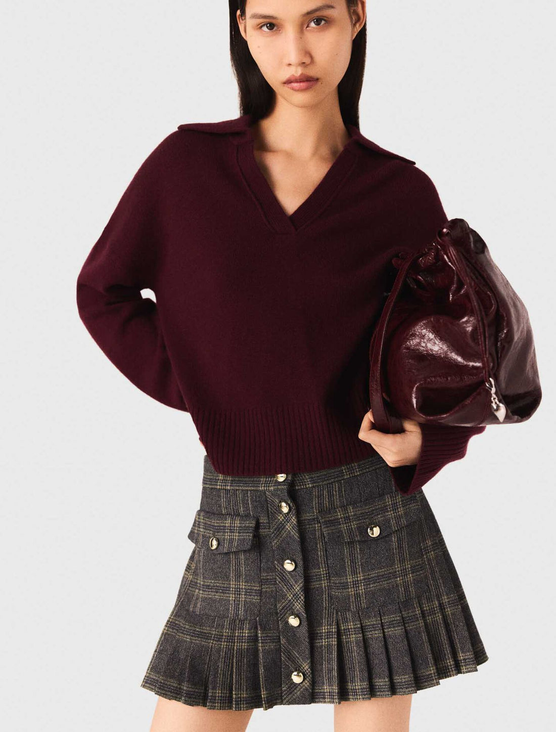 Falda corta plisada a cuadros