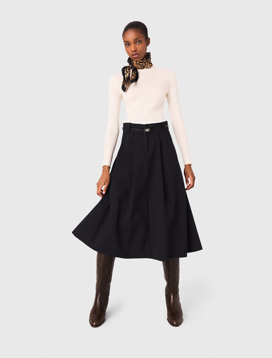 Falda larga de algodón con cinturón