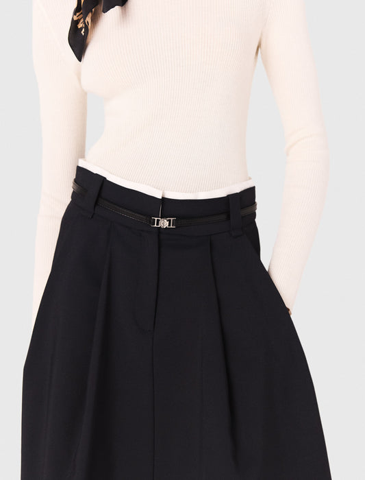 Falda larga de algodón con cinturón