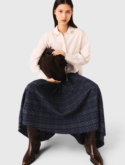 Falda de cuadros con strass