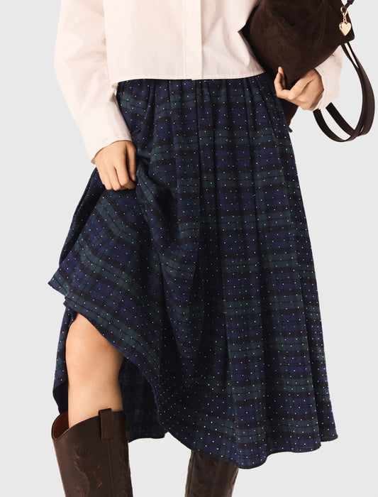 Falda de cuadros con strass