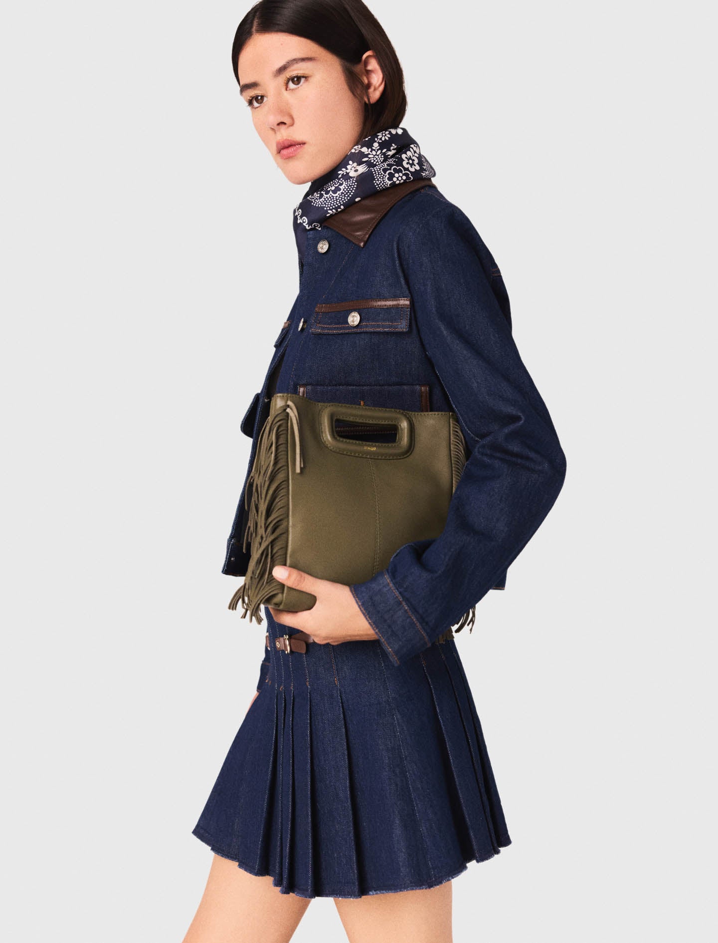 Falda corta de denim con forro