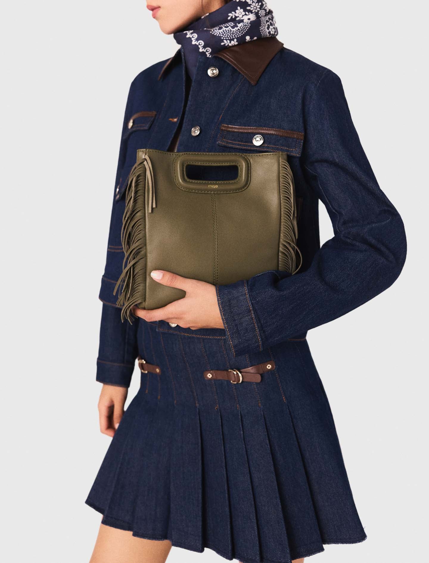 Falda corta de denim con forro