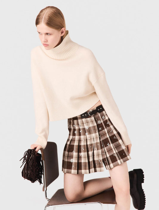 Falda kilt de cuadros con pedrería