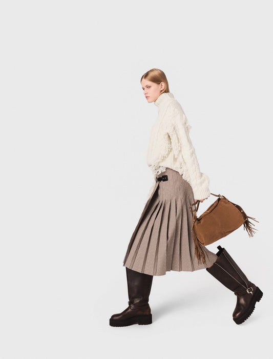 Falda midi plisada de cuadros