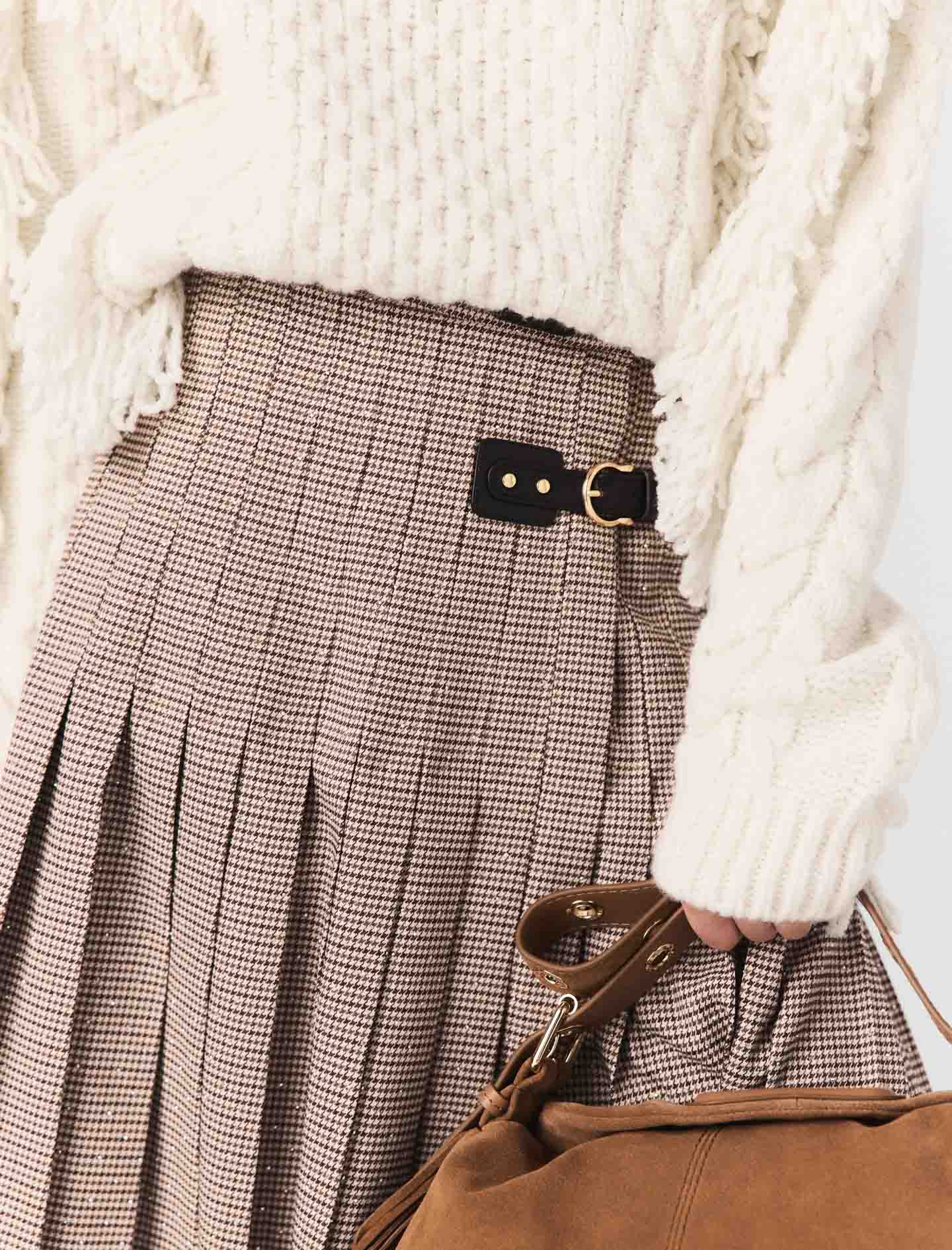 Falda midi plisada de cuadros