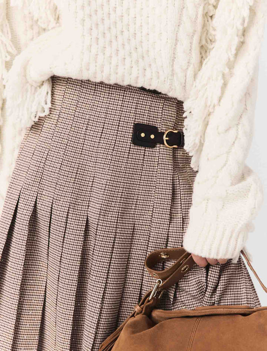 Falda midi plisada de cuadros